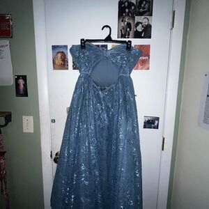 Mori Lee Strapless Blue Dress